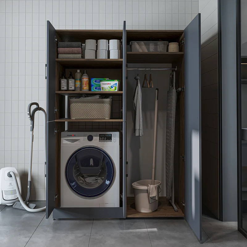 Roomart Waschmaschinenschrank DORA-II, 130 cm, für Waschmaschine und Trockner, in 5 Farben