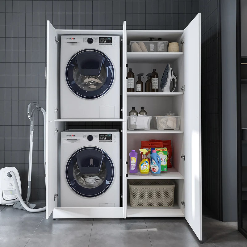 Roomart Waschmaschinenschrank DORA-II, 130 cm, für Waschmaschine und Trockner, in 5 Farben