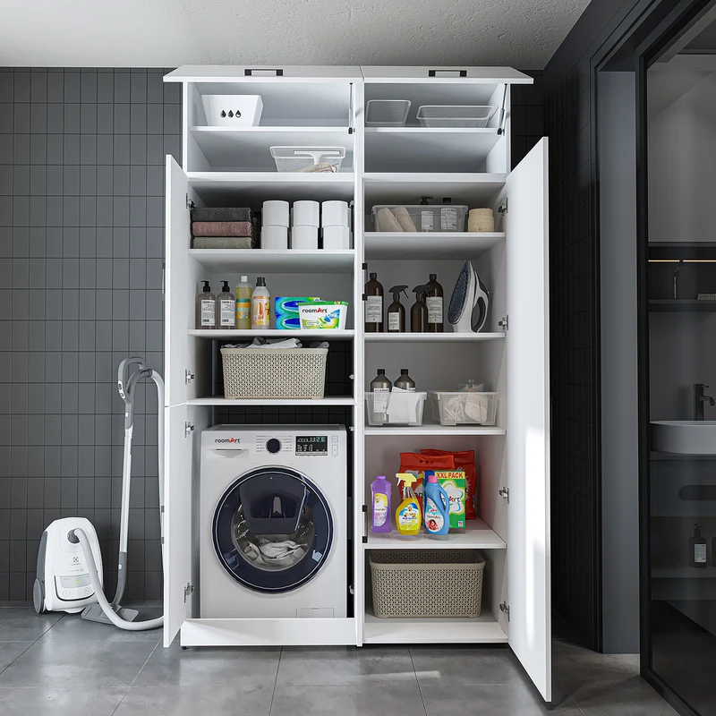 Roomart Waschmaschinenschrank DORA-II, 130 cm, für Waschmaschine und Trockner, in 5 Farben