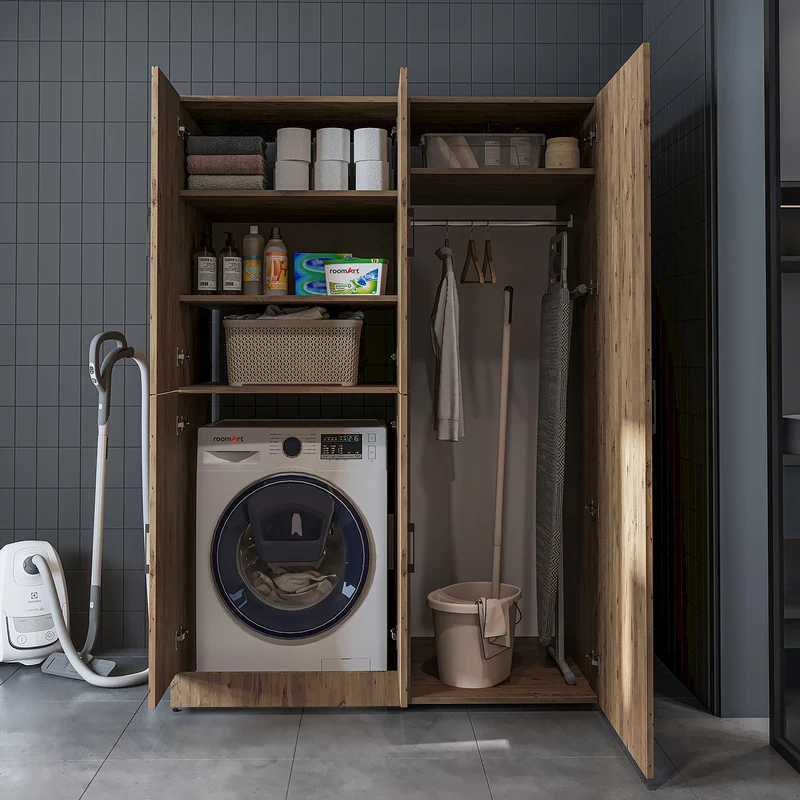 Roomart Waschmaschinenschrank DORA-II, 130 cm, für Waschmaschine und Trockner, in 5 Farben