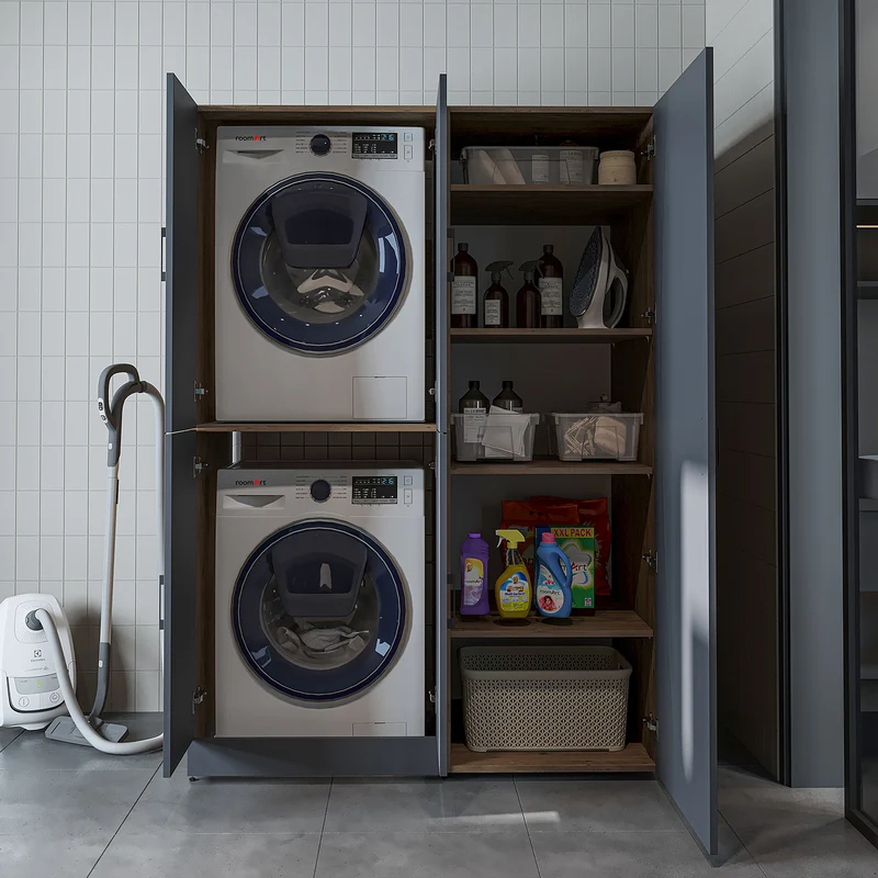 Roomart Waschmaschinenschrank DORA-II, 130 cm, für Waschmaschine und Trockner, in 5 Farben