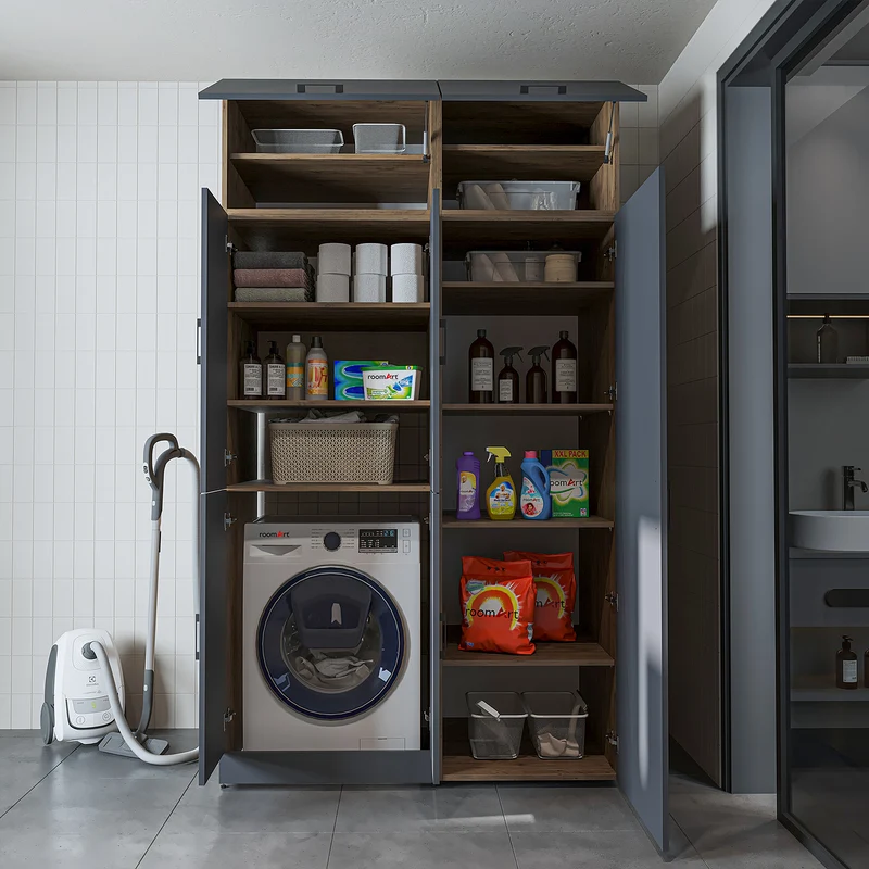 Roomart Waschmaschinenschrank DORA-II, 130 cm, für Waschmaschine und Trockner, in 5 Farben