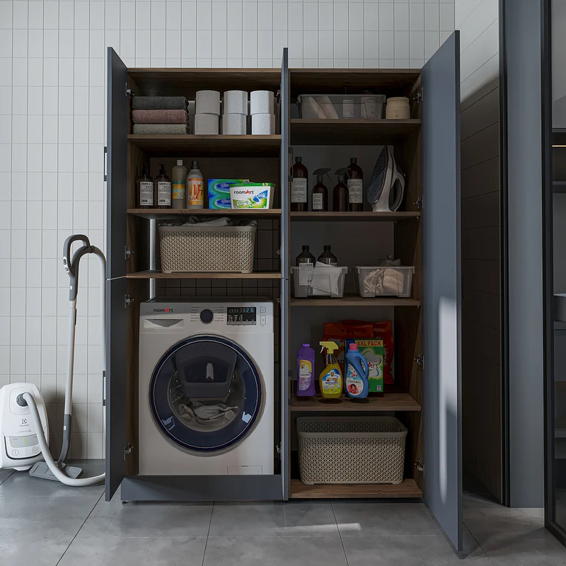 Roomart Waschmaschinenschrank DORA-II, 130 cm, für Waschmaschine und Trockner, in 5 Farben