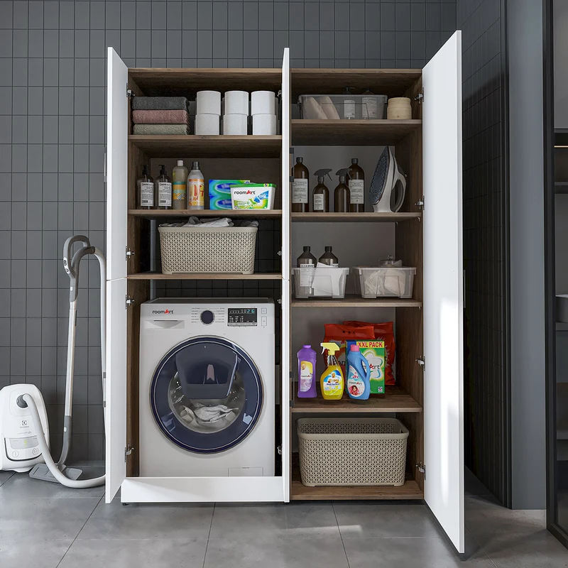 Roomart Waschmaschinenschrank DORA-II, 130 cm, für Waschmaschine und Trockner, in 5 Farben