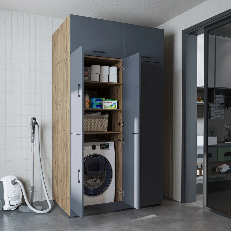 Roomart Waschmaschinenschrank DORA-II, 130 cm, für Waschmaschine und Trockner, in 5 Farben
