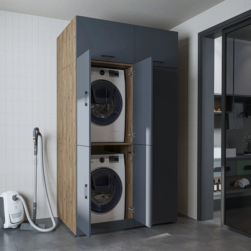 Roomart Waschmaschinenschrank DORA-II, 130 cm, für Waschmaschine und Trockner, in 5 Farben