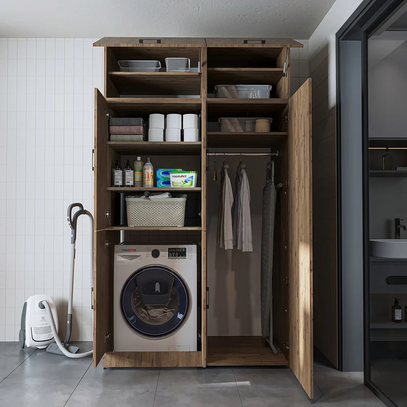 Roomart Waschmaschinenschrank DORA-II, 130 cm, für Waschmaschine und Trockner, in 5 Farben