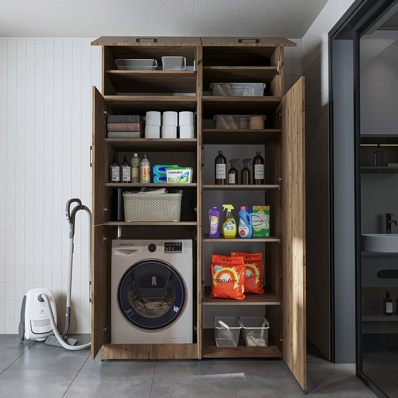 Roomart Waschmaschinenschrank DORA-II, 130 cm, für Waschmaschine und Trockner, in 5 Farben