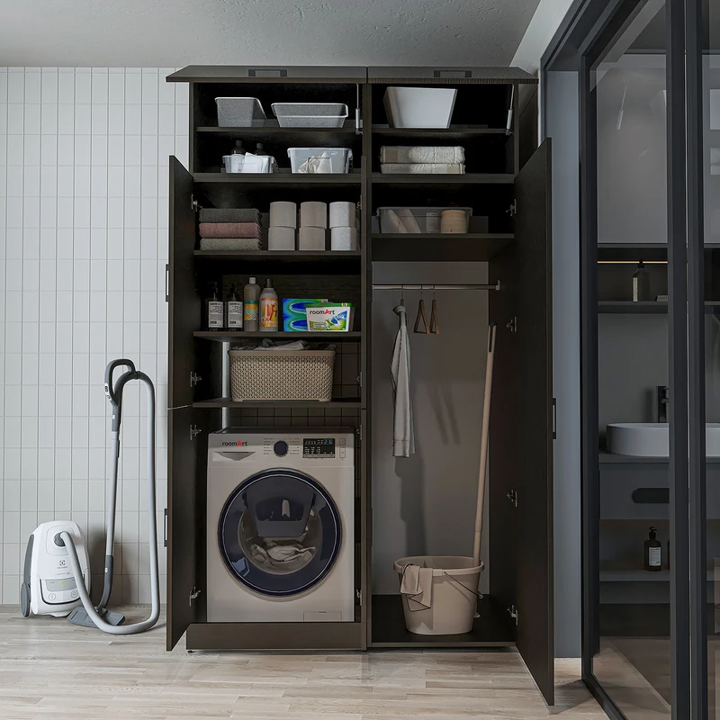 Roomart Waschmaschinenschrank DORA-II, 130 cm, für Waschmaschine und Trockner, in 5 Farben