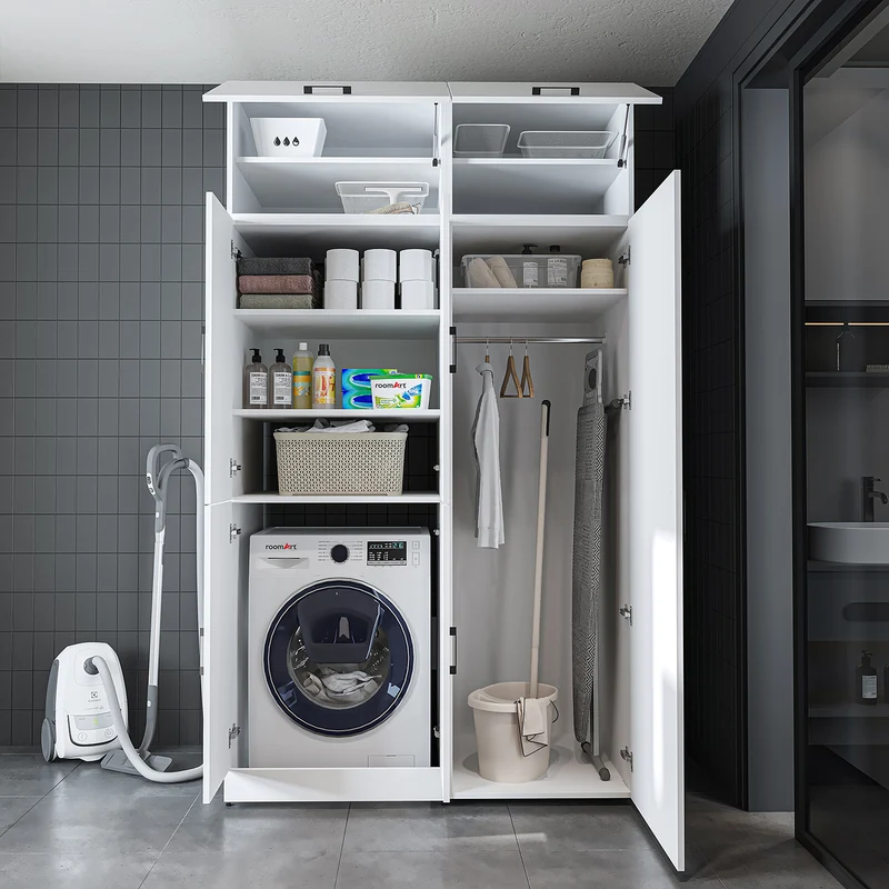 Roomart Waschmaschinenschrank DORA-II, 130 cm, für Waschmaschine und Trockner, in 5 Farben