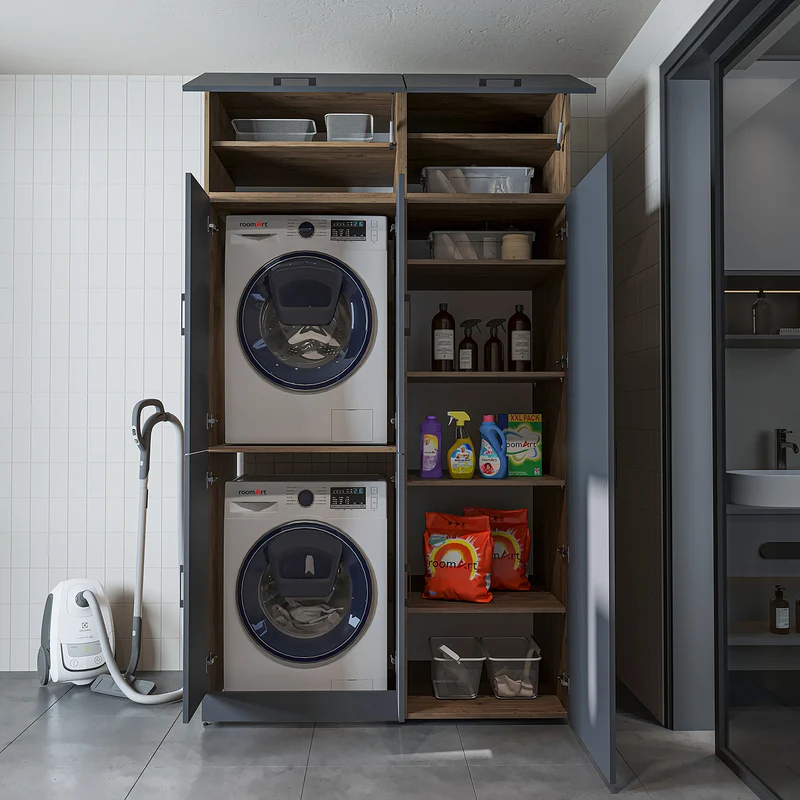 Roomart Waschmaschinenschrank DORA-II, 130 cm, für Waschmaschine und Trockner, in 5 Farben