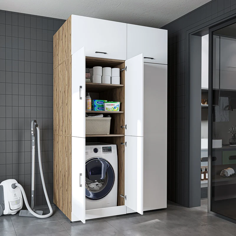 Roomart Waschmaschinenschrank DORA-II, 130 cm, für Waschmaschine und Trockner, in 5 Farben