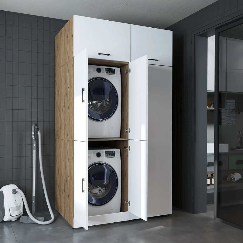 Roomart Waschmaschinenschrank DORA-II, 130 cm, für Waschmaschine und Trockner, in 5 Farben
