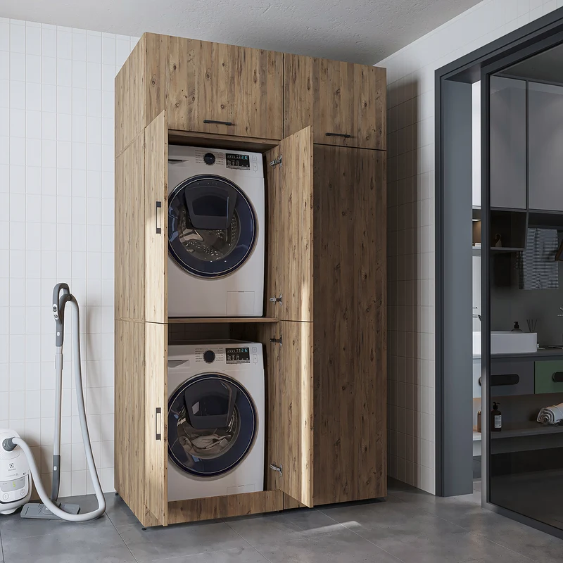 Roomart Waschmaschinenschrank DORA-II, 130 cm, für Waschmaschine und Trockner, in 5 Farben