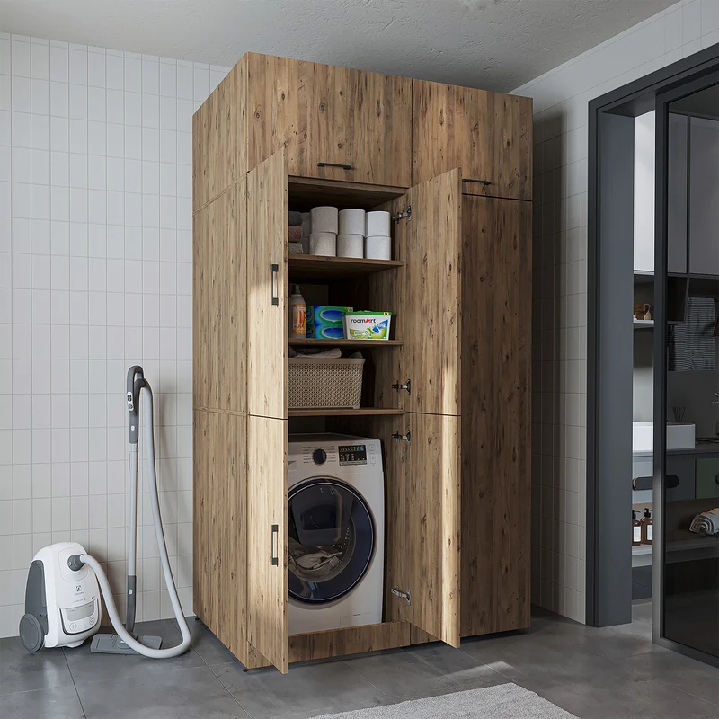 Roomart Waschmaschinenschrank DORA-II, 130 cm, für Waschmaschine und Trockner, in 5 Farben