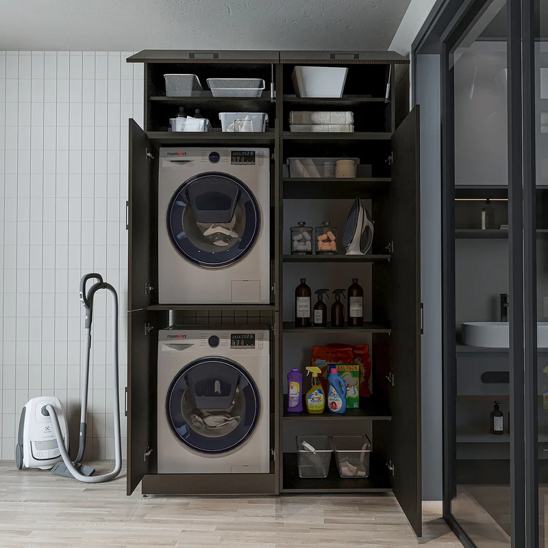 Roomart Waschmaschinenschrank DORA-II, 130 cm, für Waschmaschine und Trockner, in 5 Farben