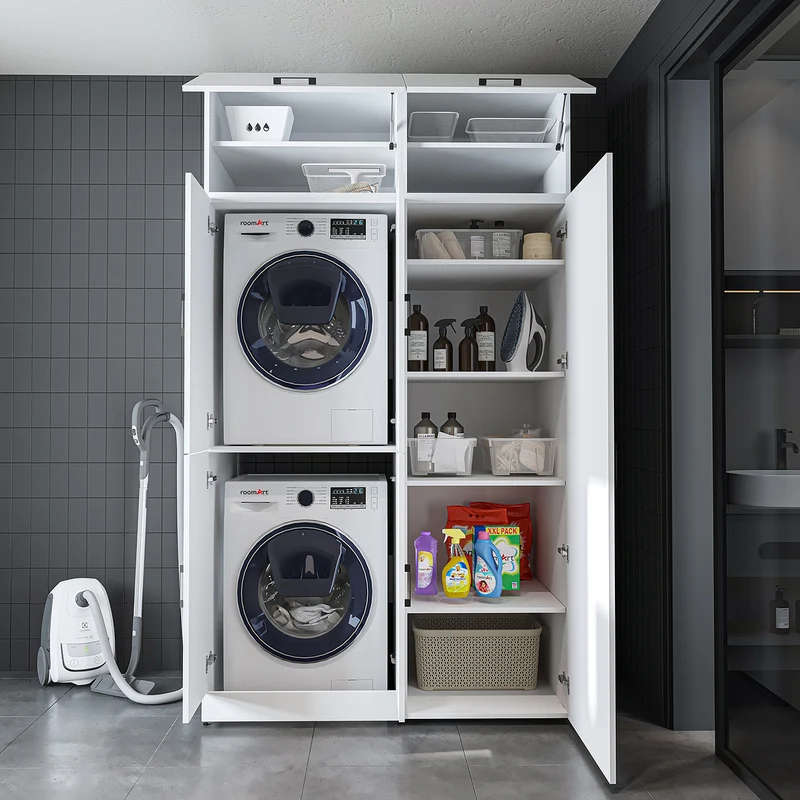 Roomart Waschmaschinenschrank DORA-II, 130 cm, für Waschmaschine und Trockner, in 5 Farben