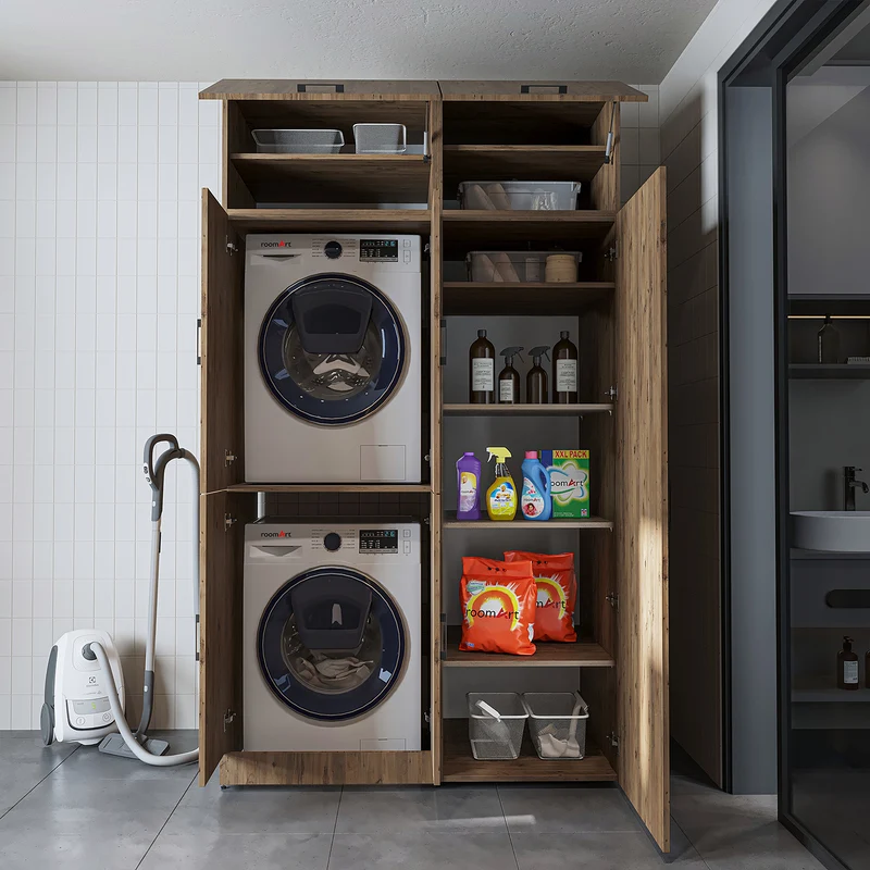 Roomart Waschmaschinenschrank DORA-II, 130 cm, für Waschmaschine und Trockner, in 5 Farben