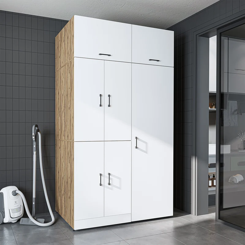 Roomart Waschmaschinenschrank DORA-II, 130 cm, für Waschmaschine und Trockner, in 5 Farben