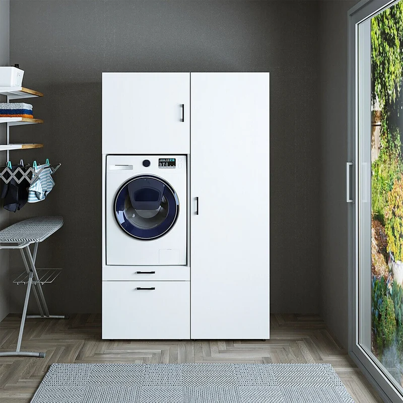 Roomart Waschmaschinenschrank SERIE 2, 127 cm, mit Hochschrank und Ausziehbrett, in 3 Farben