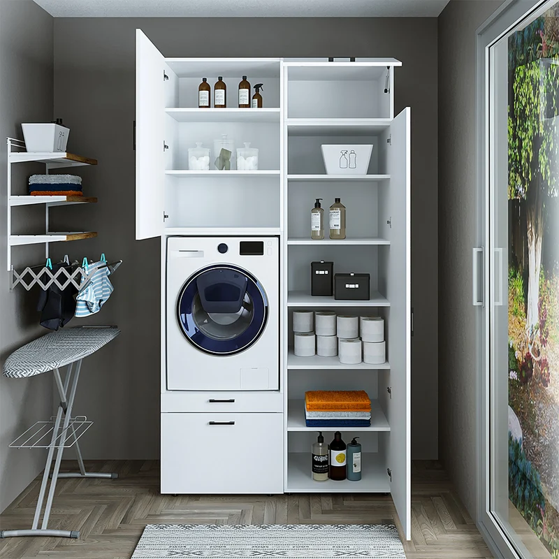 Roomart Waschmaschinenschrank SERIE 2, 127 cm, mit Hochschrank und Ausziehbrett, in 3 Farben