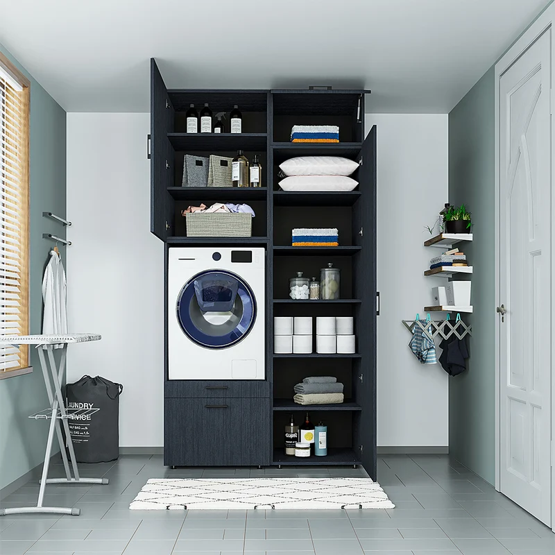 Roomart Waschmaschinenschrank SERIE 2, 127 cm, mit Hochschrank und Ausziehbrett, in 3 Farben
