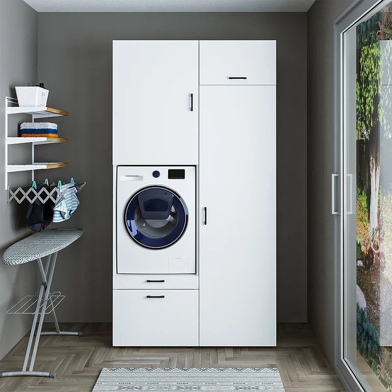 Roomart Waschmaschinenschrank SERIE 2, 127 cm, mit Hochschrank und Ausziehbrett, in 3 Farben