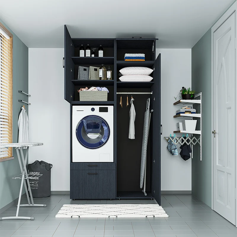Roomart Waschmaschinenschrank SERIE 2, 127 cm, mit Hochschrank und Ausziehbrett, in 3 Farben