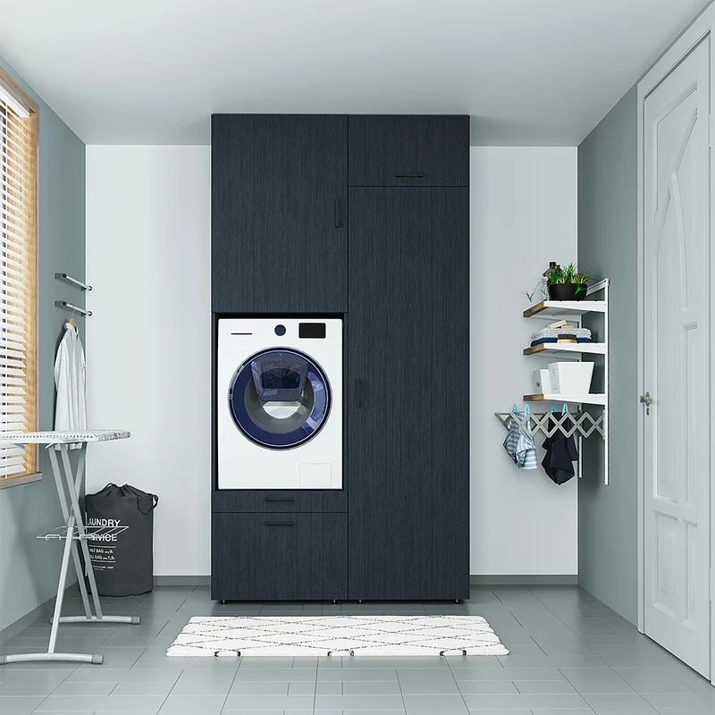 Roomart Waschmaschinenschrank SERIE 2, 127 cm, mit Hochschrank und Ausziehbrett, in 3 Farben