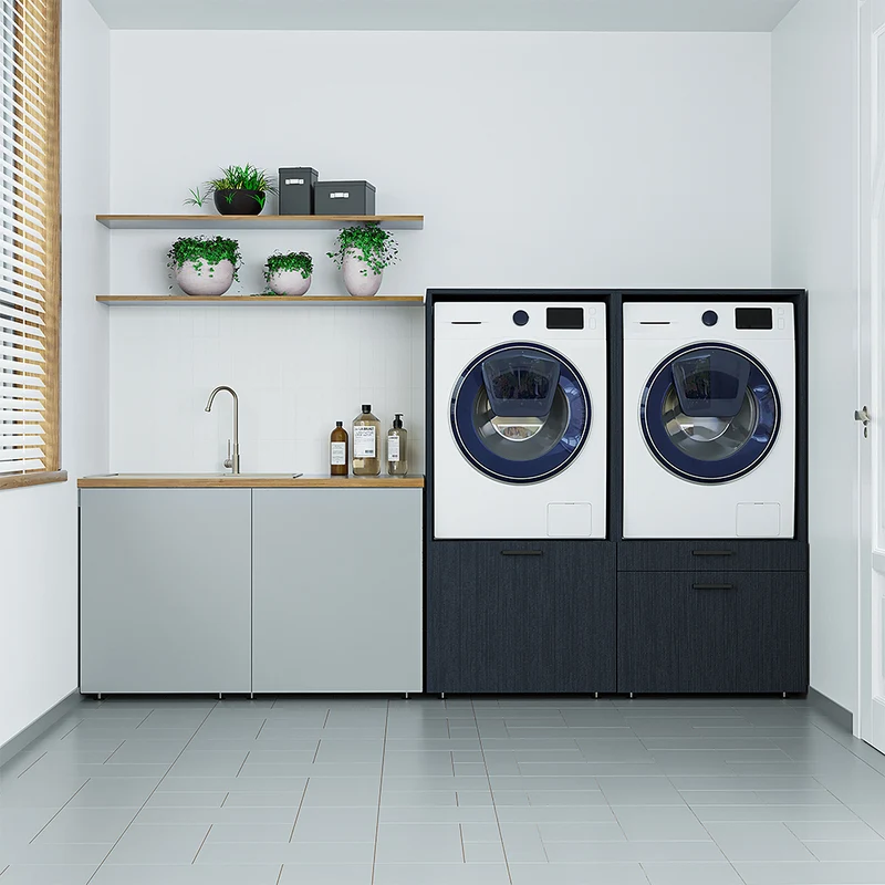 Roomart Waschmaschinenschrank SERIE 2, 134 cm, Doppelschrank für zwei Geräte, in 2 Farben
