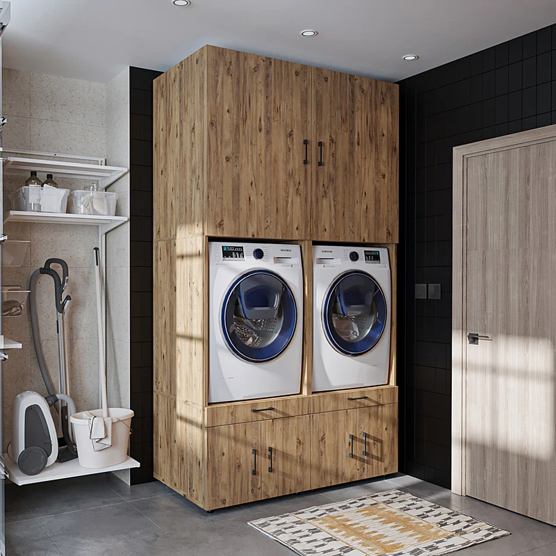Roomart Waschmaschinenschrank SERIE 3, 134 cm, mit 2 Ausziehbrettern, in 3 Farben