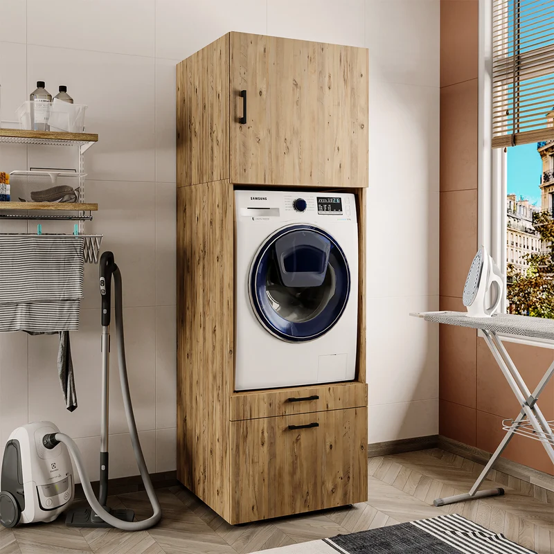 Roomart Waschmaschinenschrank SERIE 2, 67 cm, mit Ausziehbrett und Aufsatz, in 3 Farben