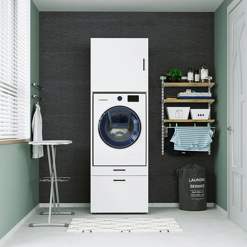 Roomart Waschmaschinenschrank SERIE 2, 67 cm, mit Ausziehbrett und Aufsatz, in 3 Farben