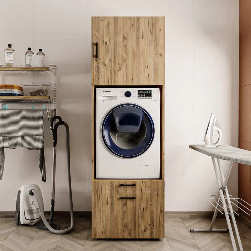 Roomart Waschmaschinenschrank SERIE 2, 67 cm, mit Ausziehbrett und Aufsatz, in 3 Farben