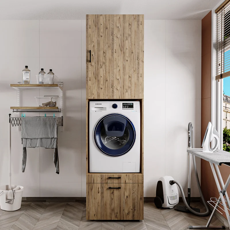 Roomart Waschmaschinenschrank SERIE 2, 67 cm, mit Ausziehbrett und Aufsatz, in 3 Farben