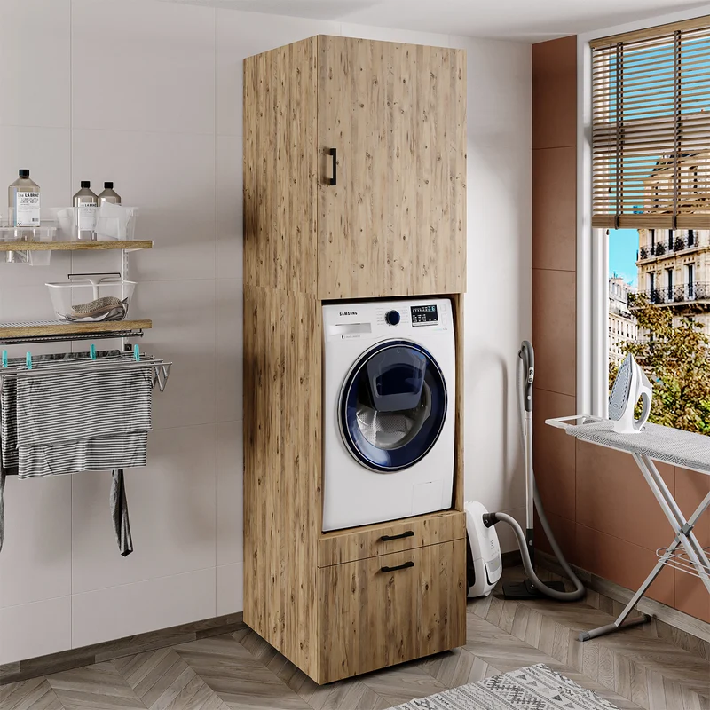 Roomart Waschmaschinenschrank SERIE 2, 67 cm, mit Ausziehbrett und Aufsatz, in 3 Farben
