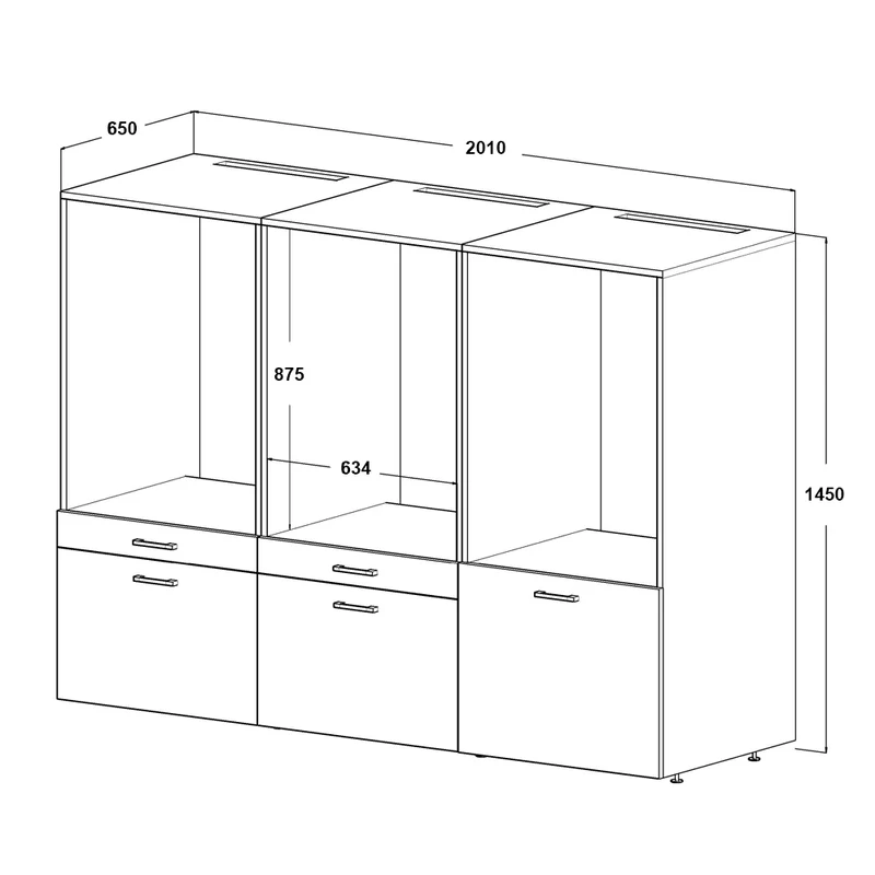 Roomart Waschmaschinenschrank SERIE 2, 201 cm, für 3 Geräte, 145 cm hoch