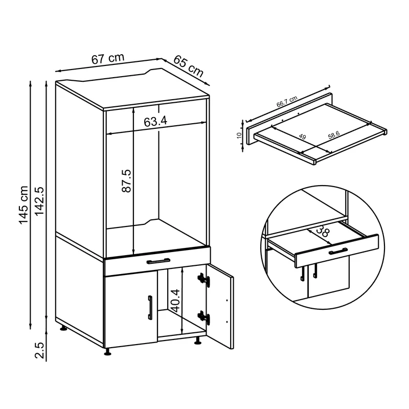 Roomart Waschmaschinenschrank SERIE 3, 67 cm, 145 cm hoch, in 3 Farben