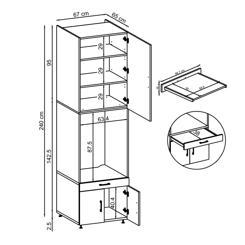 Roomart Waschmaschinenschrank SERIE 3, 67 cm, 240 cm hoch, in 3 Farben