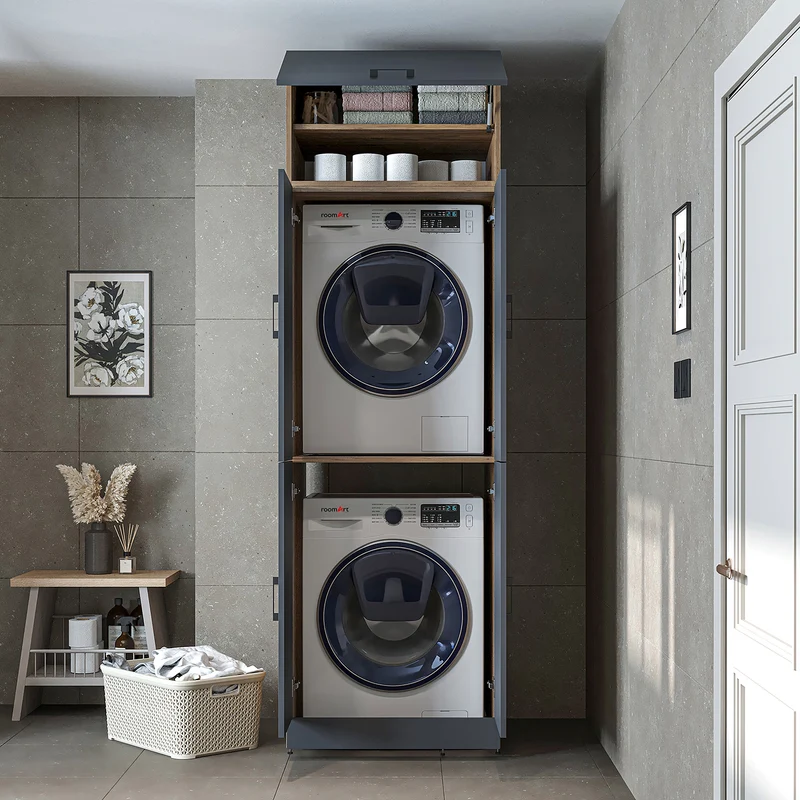 Roomart Waschmaschinenschrank DORA-II, 70 cm, für Waschmaschine und Trockner, in 5 Farben