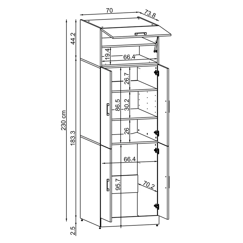 Roomart Waschmaschinenschrank DORA-II, 70 cm, für Waschmaschine und Trockner, in 5 Farben