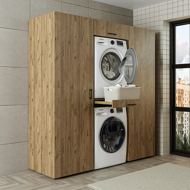 Roomart Waschmaschinenschrank DUO-I, 187 cm, Schrankwand mit zwei Hochschränken, in 3 Farben