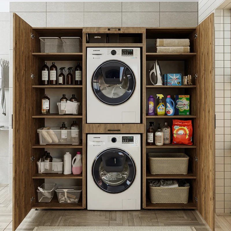 Roomart Waschmaschinenschrank DUO-I, 187 cm, Schrankwand mit zwei Hochschränken, in 3 Farben