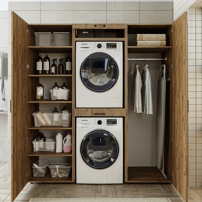 Roomart Waschmaschinenschrank DUO-I, 187 cm, Schrankwand mit zwei Hochschränken, in 3 Farben
