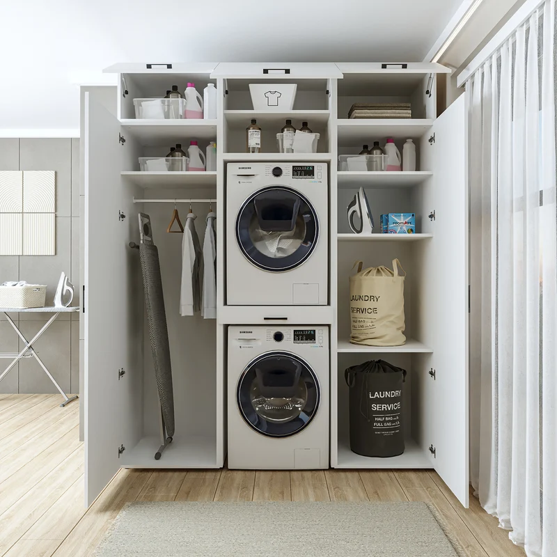 Roomart Waschmaschinenschrank DUO-I, 187 cm, Schrankwand mit zwei Hochschränken, in 3 Farben