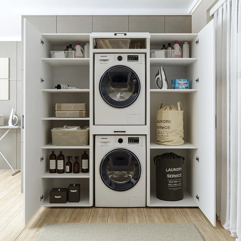 Roomart Waschmaschinenschrank DUO-I, 187 cm, Schrankwand mit zwei Hochschränken, in 3 Farben