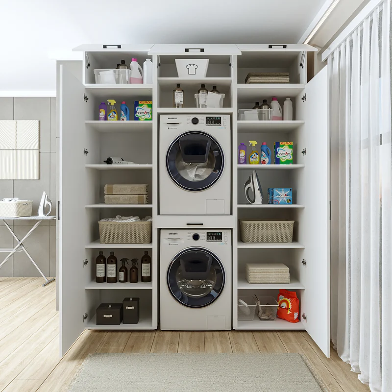 Roomart Waschmaschinenschrank DUO-I, 187 cm, Schrankwand mit zwei Hochschränken, in 3 Farben