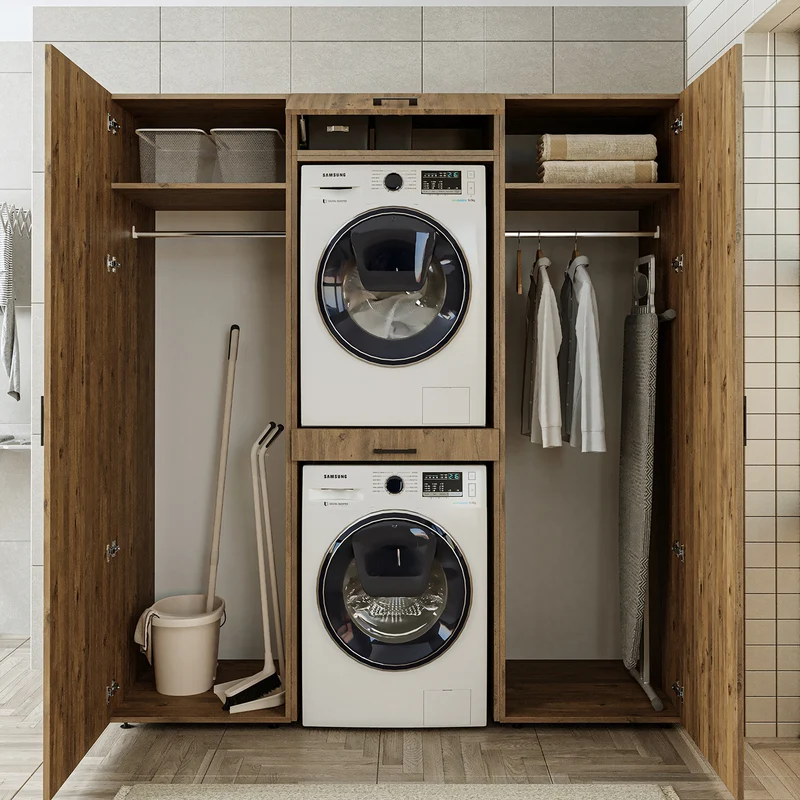 Roomart Waschmaschinenschrank DUO-I, 187 cm, Schrankwand mit zwei Hochschränken, in 3 Farben