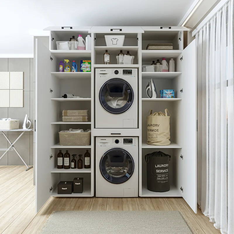 Roomart Waschmaschinenschrank DUO-I, 187 cm, Schrankwand mit zwei Hochschränken, in 3 Farben