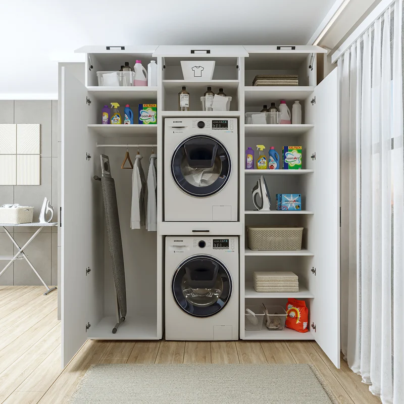 Roomart Waschmaschinenschrank DUO-I, 187 cm, Schrankwand mit zwei Hochschränken, in 3 Farben